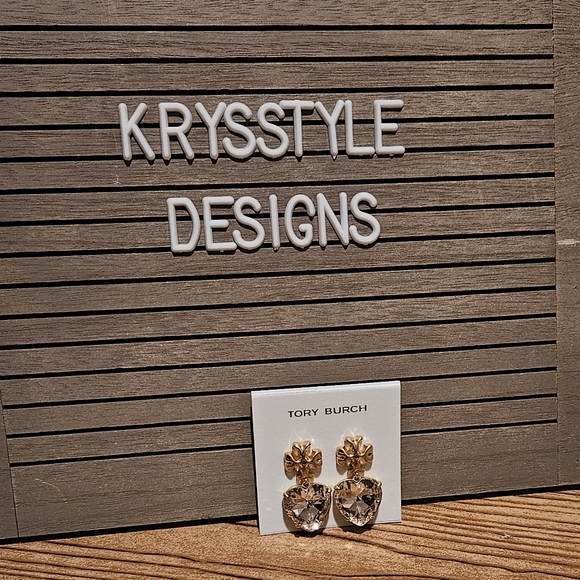 Tory Burch Jewelry - LOW START Tory Burch Gold and Pink Faceted Heart Earrings